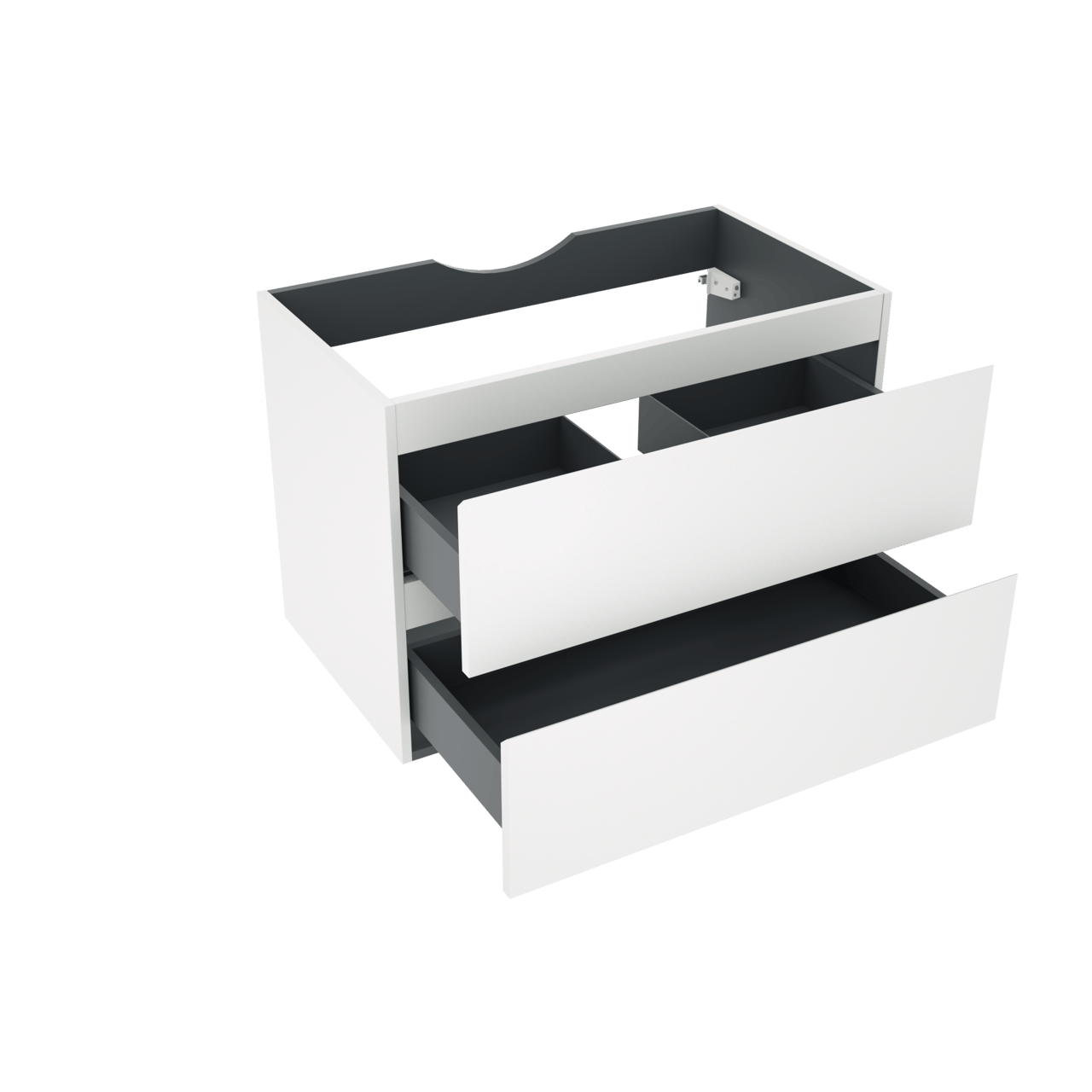 Linie Lado hängender Waschbeckenunterschrank: 80 x 46 cm, Weiß matt, 2 Schubladen