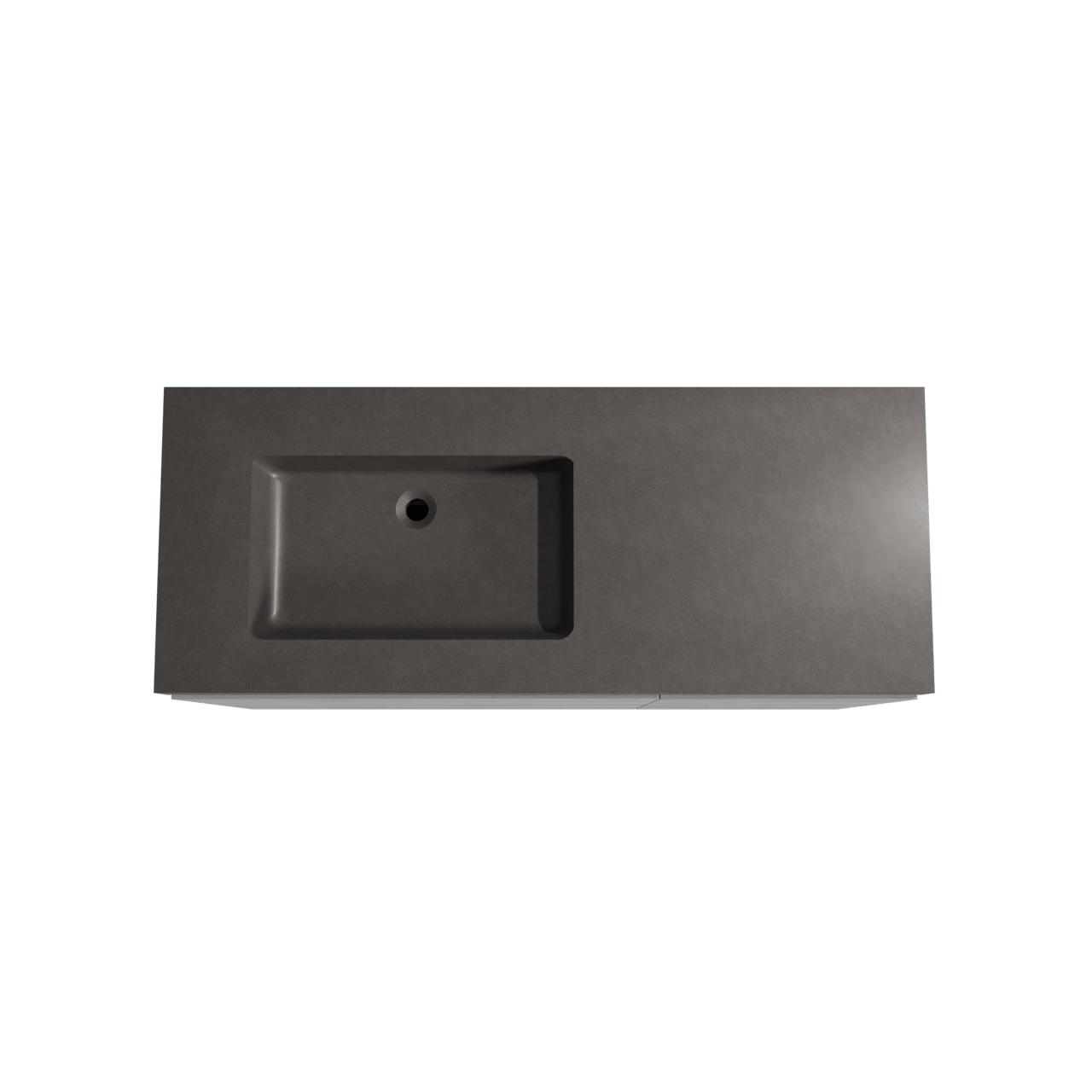 Storke Edge staand badkamermeubel 130 x 52 cm beton donkergrijs met Scuro High asymmetrisch linkse wastafel in kwarts mat zwart