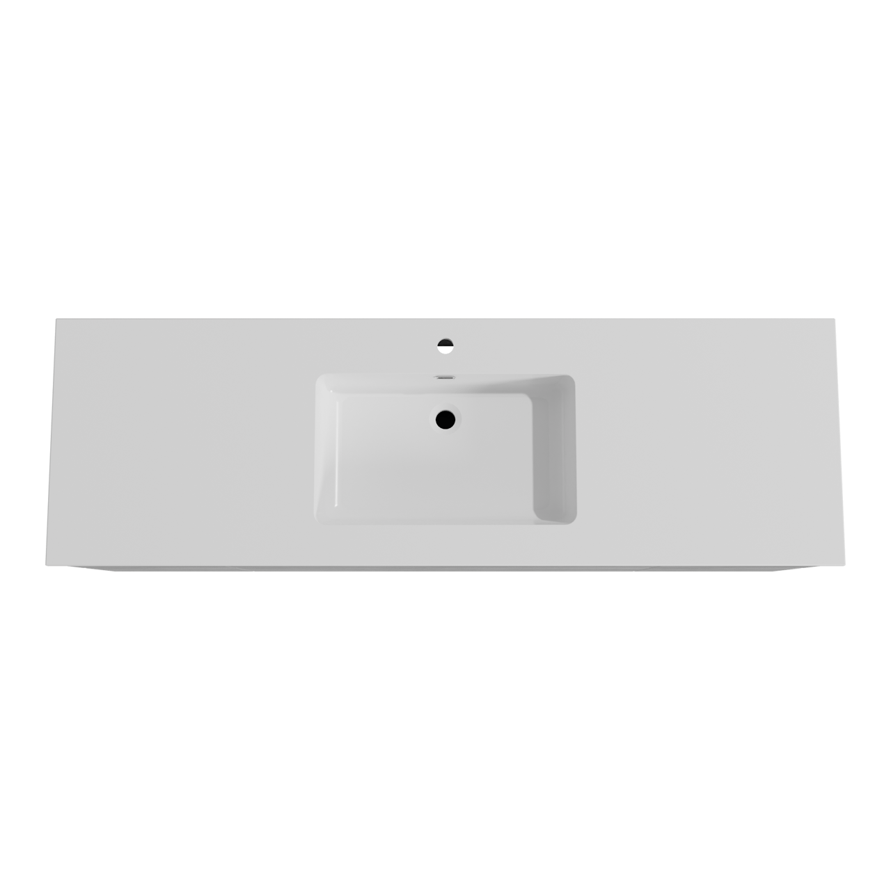 Storke Edge meuble salle de bains suspendu 165 x 52 cm béton gris foncé avec Diva plan simple en marbre composite blanc brillant