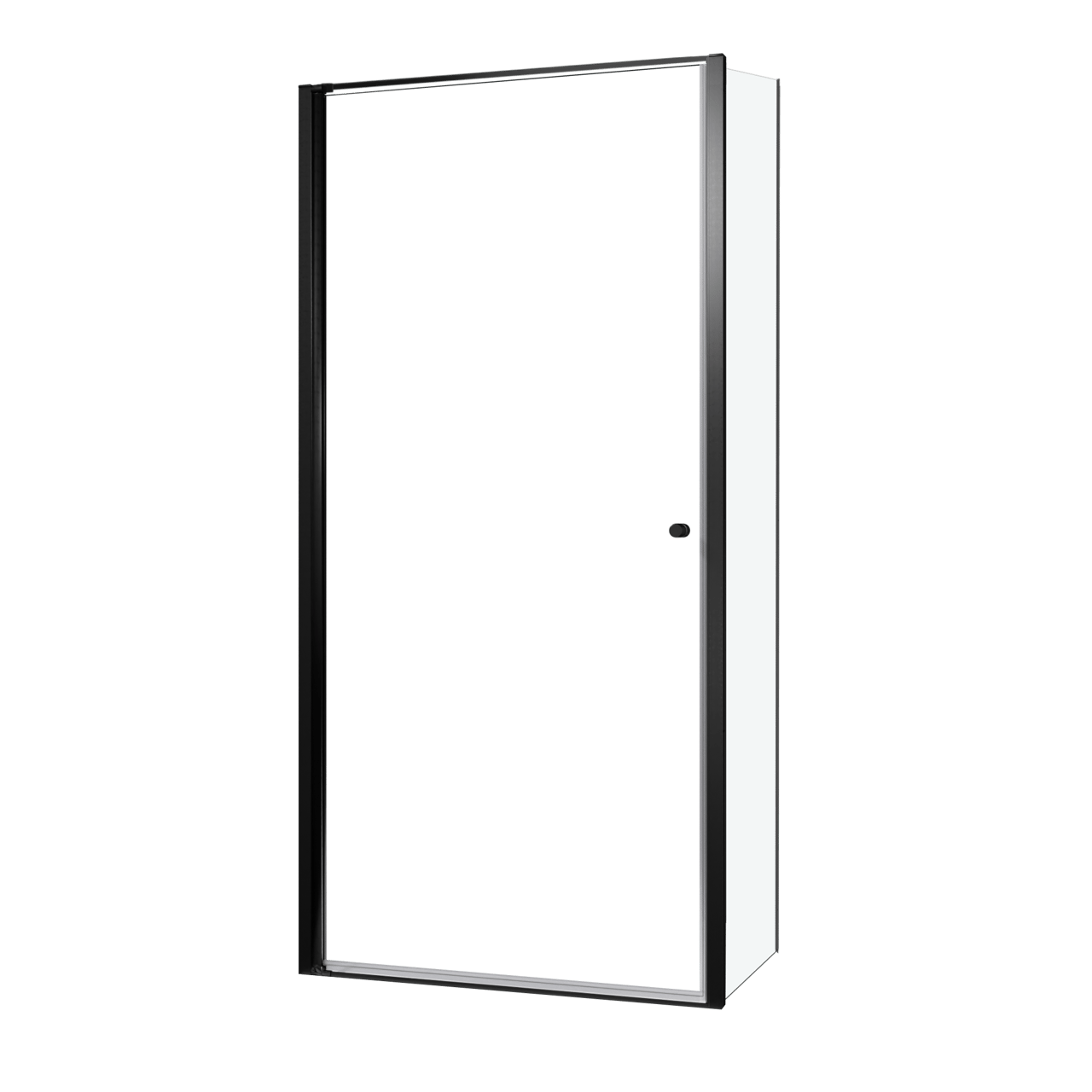 Luca Varess Kuresa Eckdusche: Drehtür, fixierte Seitenwand, 100 x 80 x 200 cm, Klarglas, Profil Schwarz matt