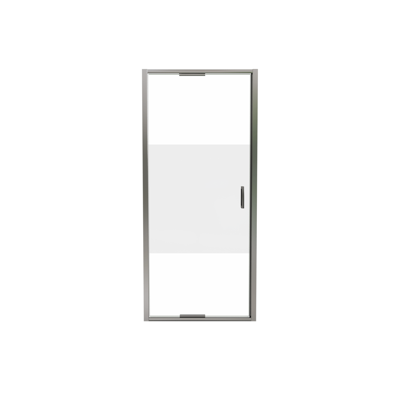 Luca Varess Vidor In Dusche Drehtür 90 cm x 190 cm Klarglas mit mattiertiem Streifen glänzend Chrom Profil