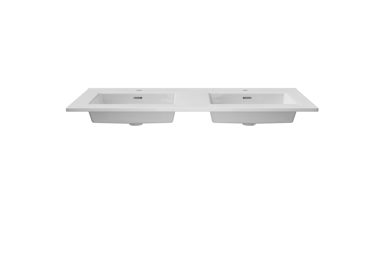 Storke Kera dubbele wastafel Glanzend witte porselein 120 x 52 cm, inclusief crepine