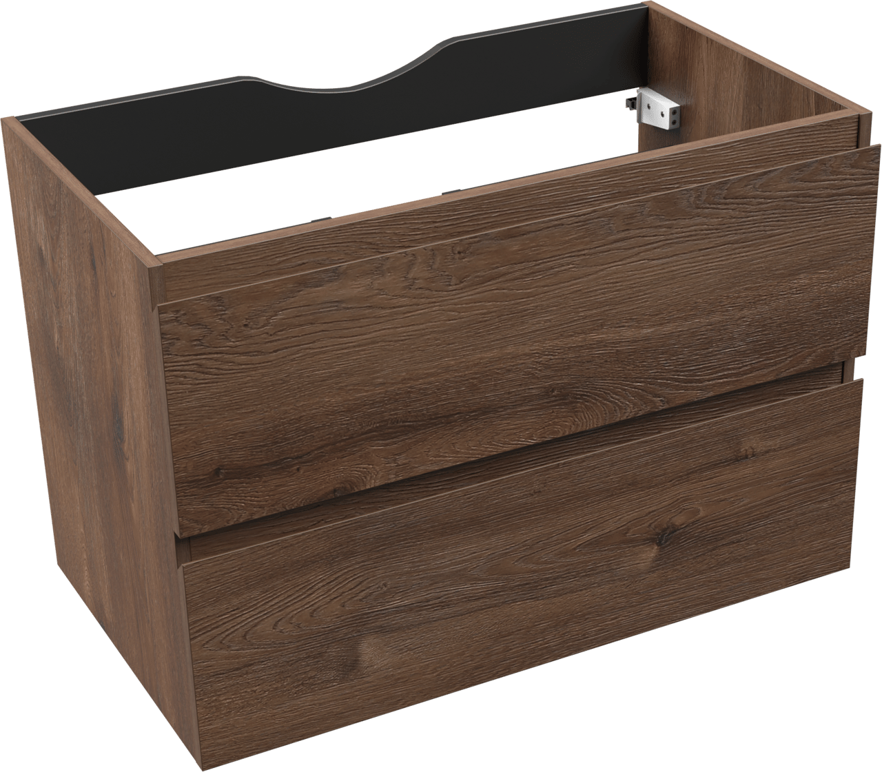 Linie Lado hängender Waschbeckenunterschrank: 80 x 46 cm, braune Eiche, 2 Schubladen