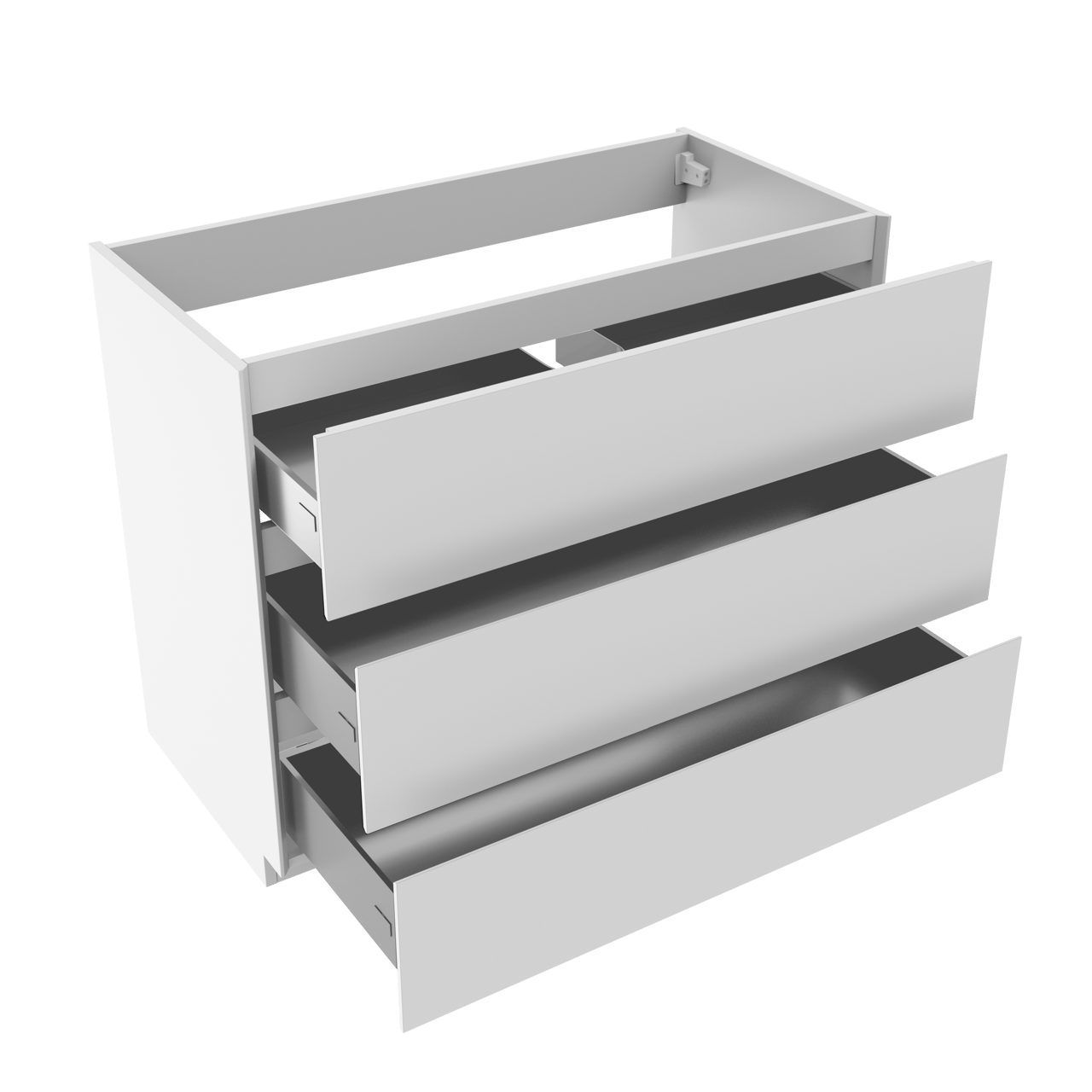 Storke Edge stehender Waschbeckenunterschrank: 105 x 52 cm, Weiß Glänzend, 3 Schubladen