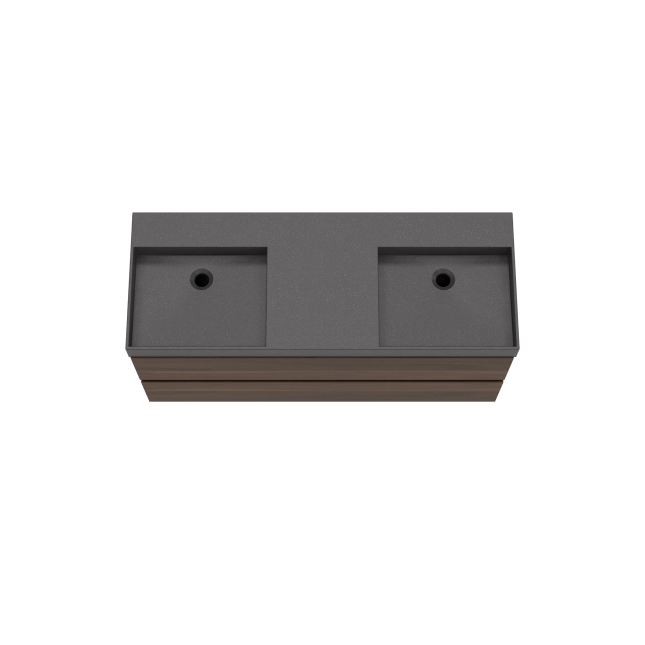 Storke Edge meuble salle de bains suspendu 120 x 46 cm noyer avec Jura double vasque en quartz noir mat