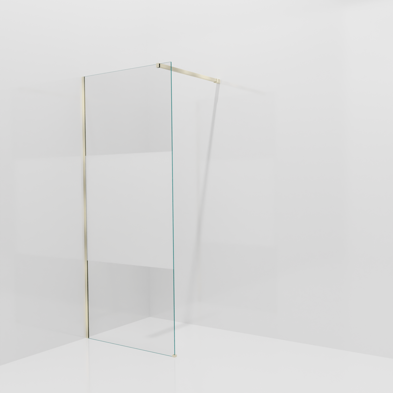 Balmani Modular inloopdouche: 90 x 200 cm, Helder glas met matte strook, Brushed Champagne Gold profielen