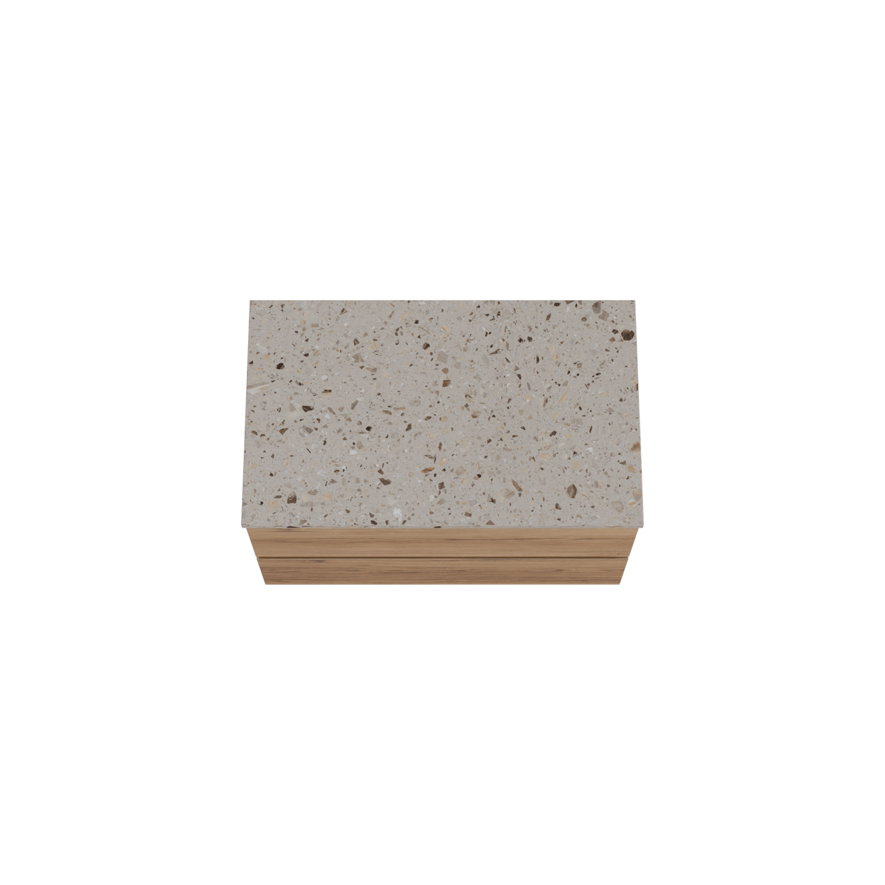 Balmani Lucida zwevend badkamermeubel 90 x 55 cm teak met Stretto enkel tablet in terrazzo greige terrazzo