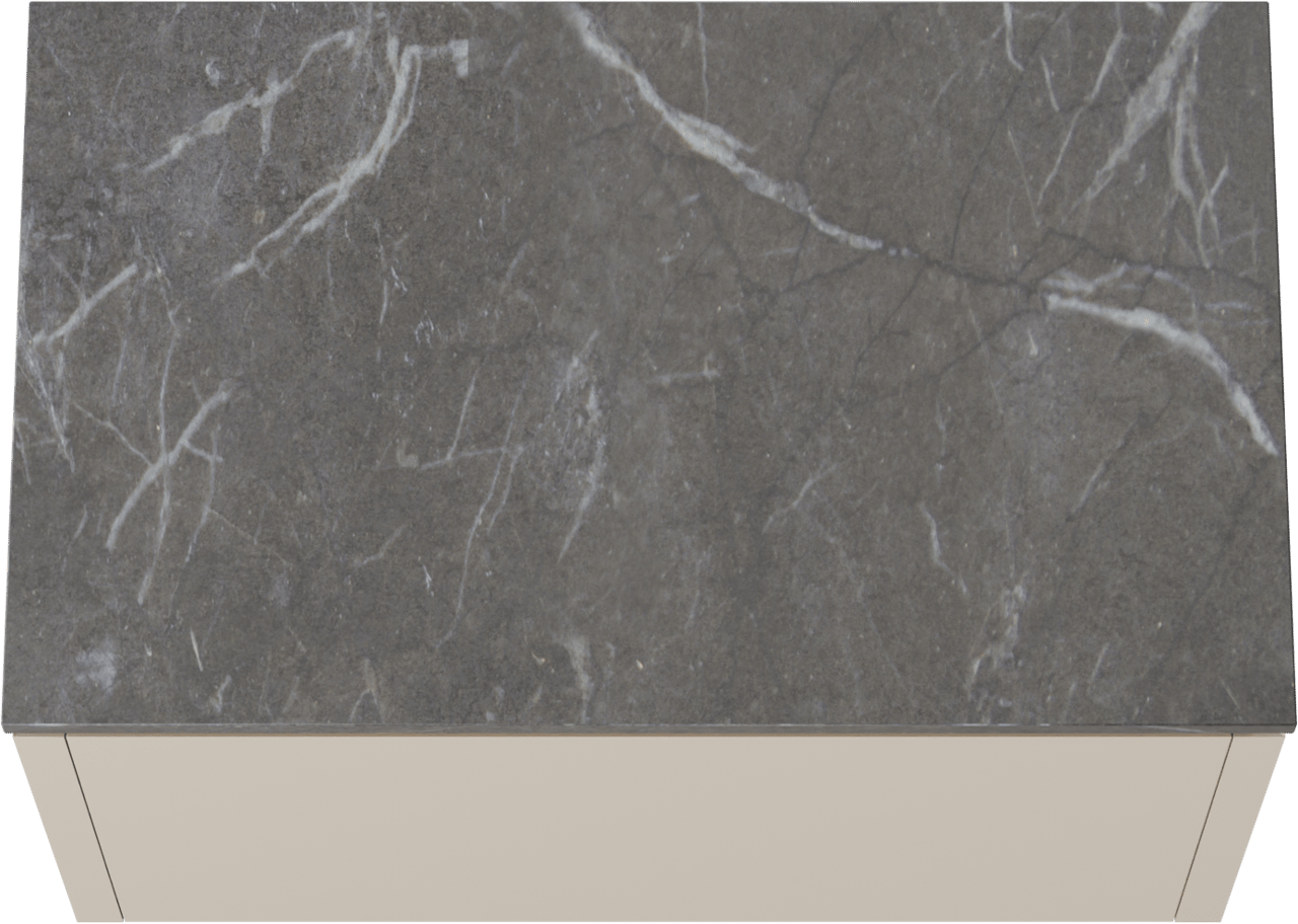 Balmani Eclips zwevend badkamermeubel 90 x 55 cm Sandbeige met Stretto enkel tablet in Pietra Grey marmer