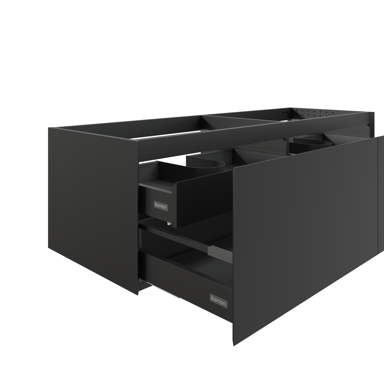 Balmani Idra by Mitra meuble sous-lavabo suspendu 90 x 55 cm noir mat 2 tiroirs