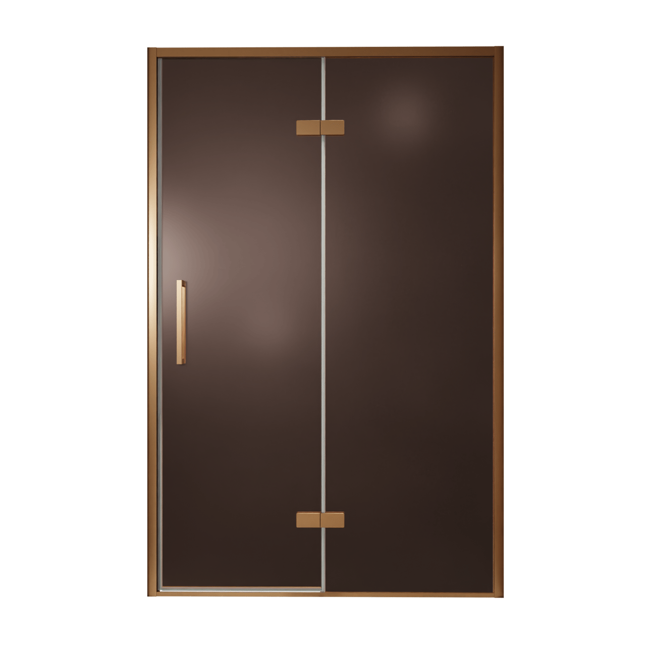 Balmani Senses Design douche draaideur rechts 140 cm x 210 cm Brons glas, Brushed Rosegold profielen