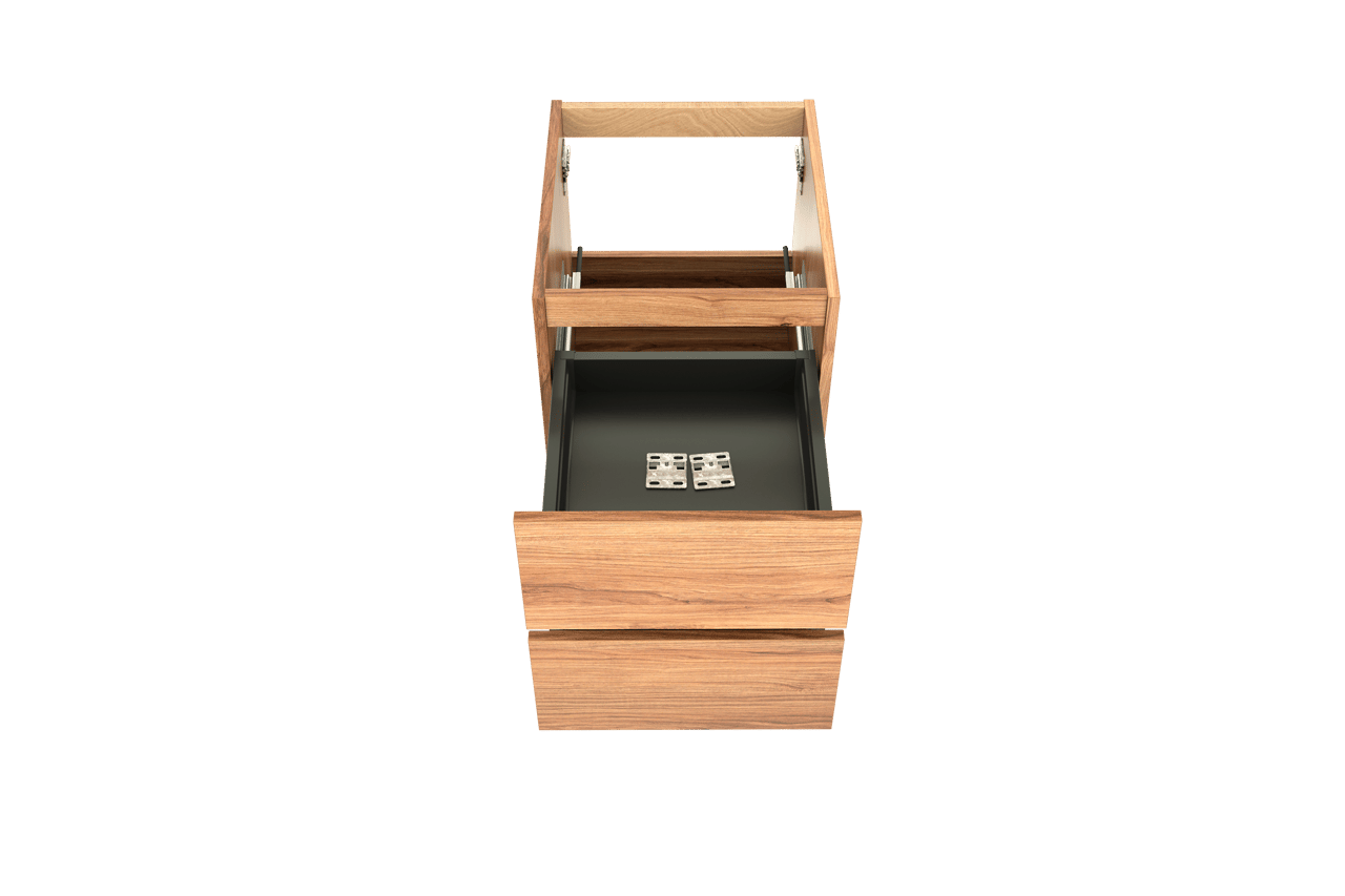 Balmani Lucida zwevende wastafelonderkast 45 x 55 cm teak 2 lades