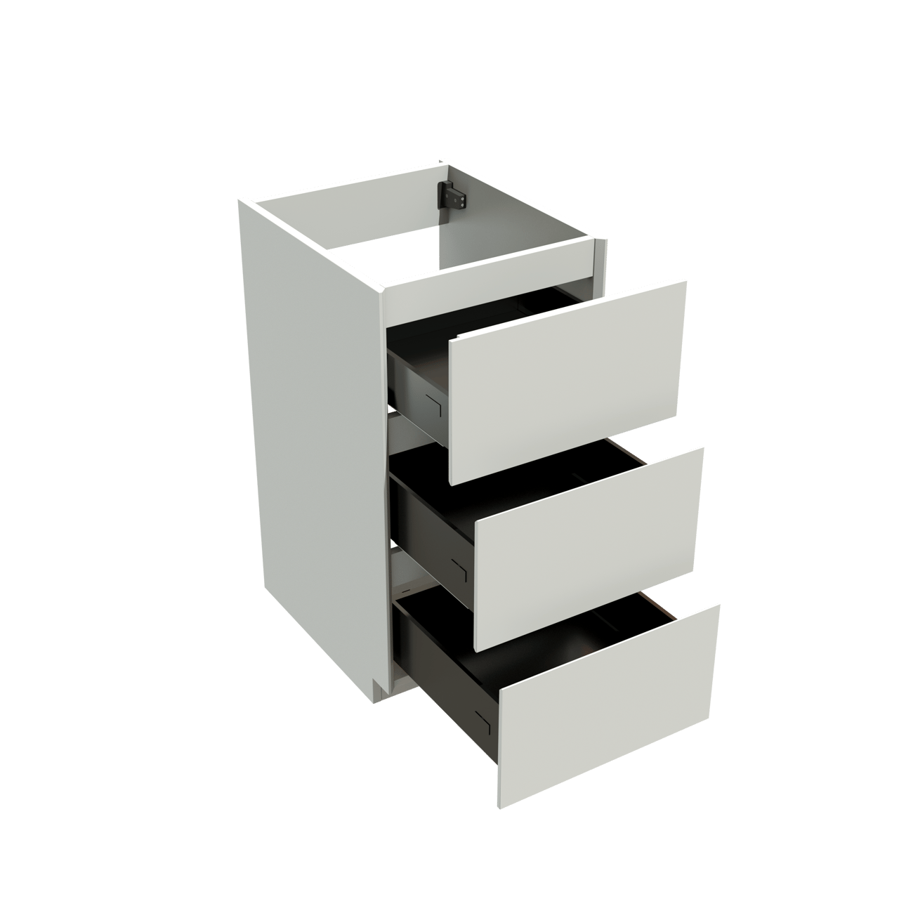 Storke Edge stehender Waschbeckenunterschrank: 45 x 52 cm, Weiß matt, 3 Schubladen