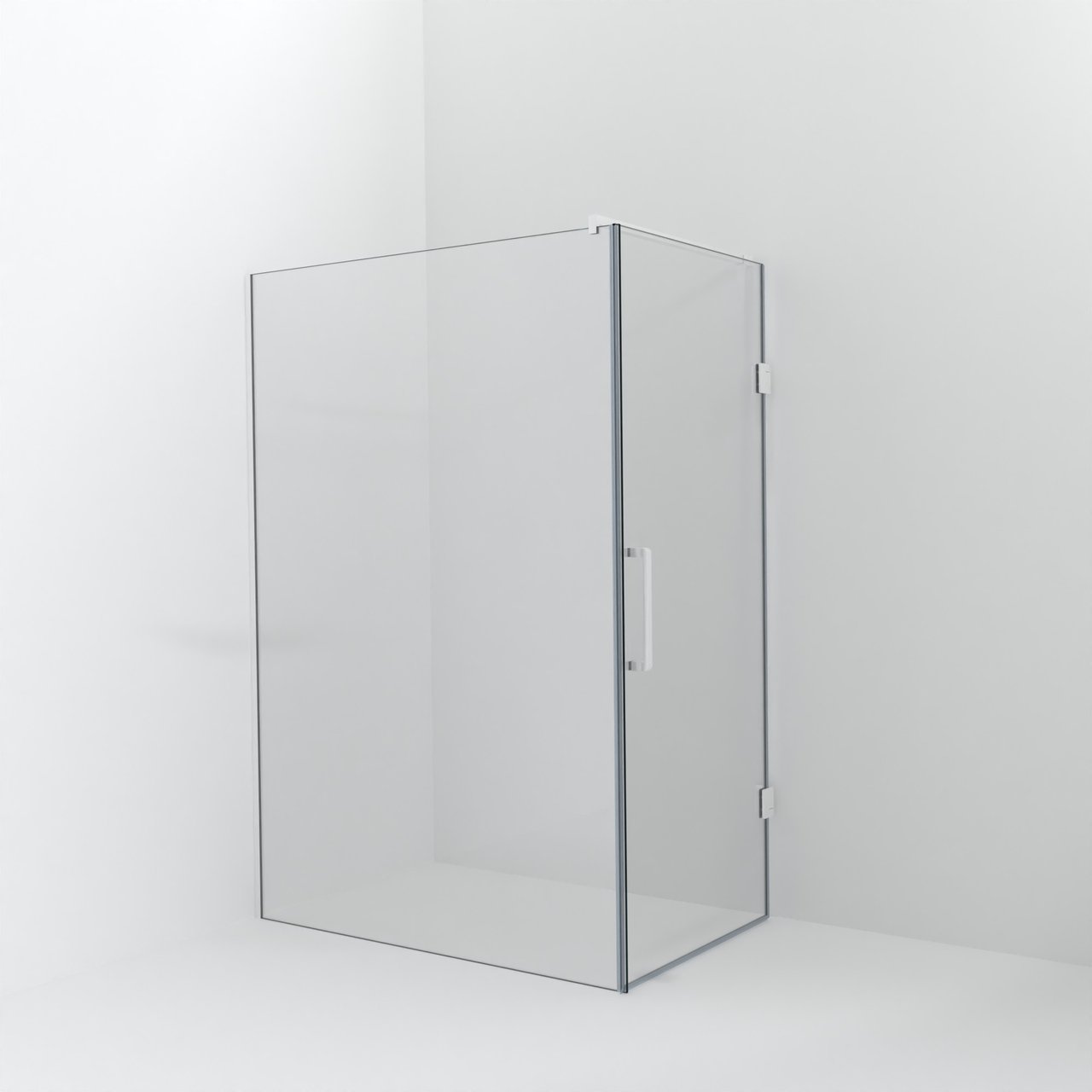 Balmani Modular inloopdouche met deur: 140 x 200 cm met deur 90 cm, Helder glas, Mat witte profielen