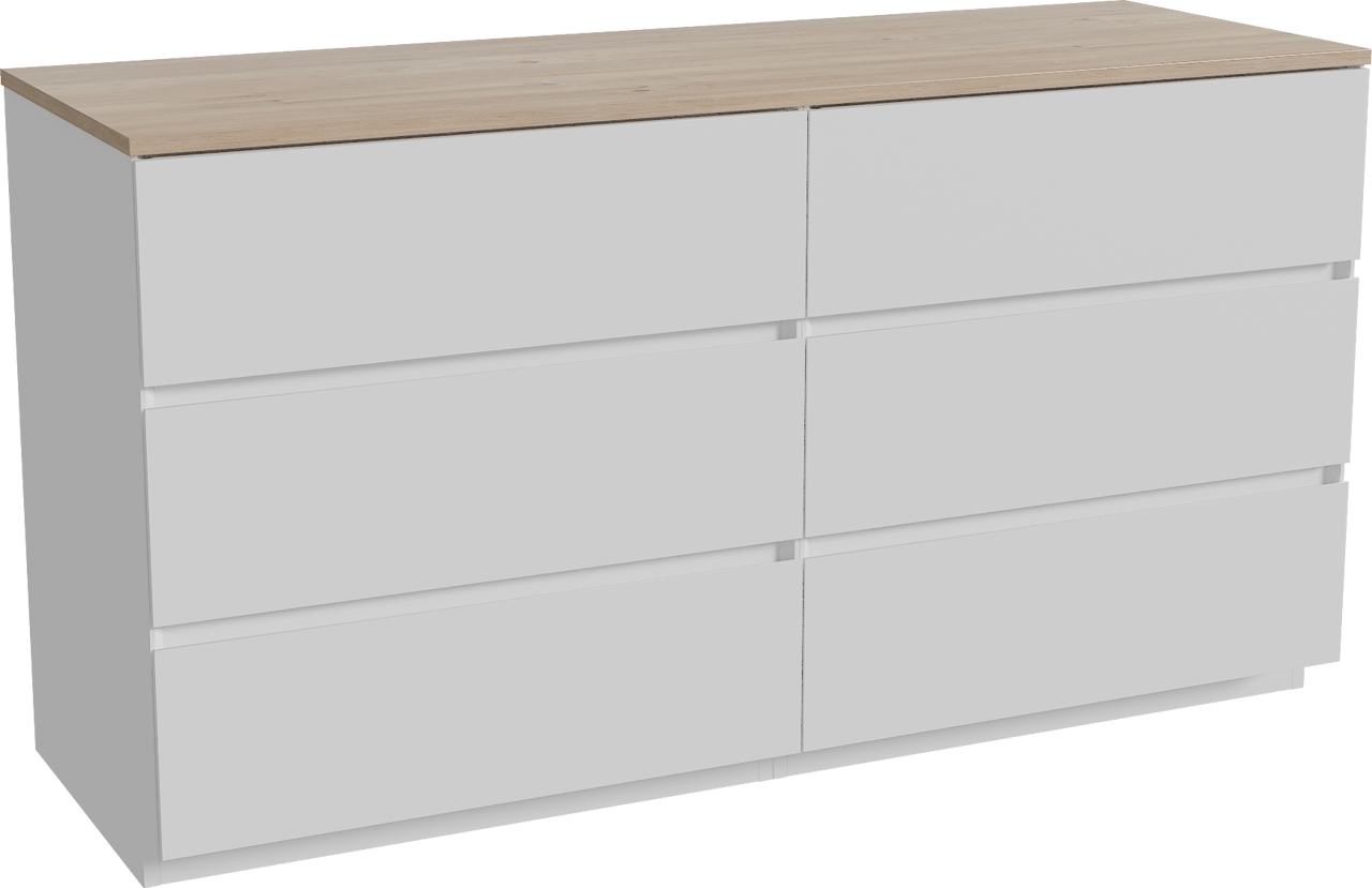 Storke Edge meuble salle de bains à poser 150 x 52 cm blanc mat avec Panton tablette simple ou double en mélaminé chêne brut