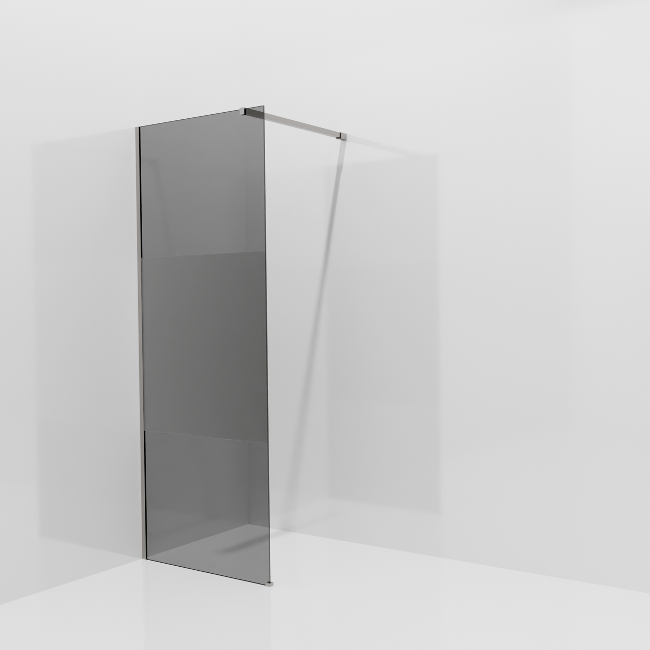 Balmani Modular inloopdouche: 80 x 200 cm, Rookglas met matte strook met coating, Brushed Inox profielen