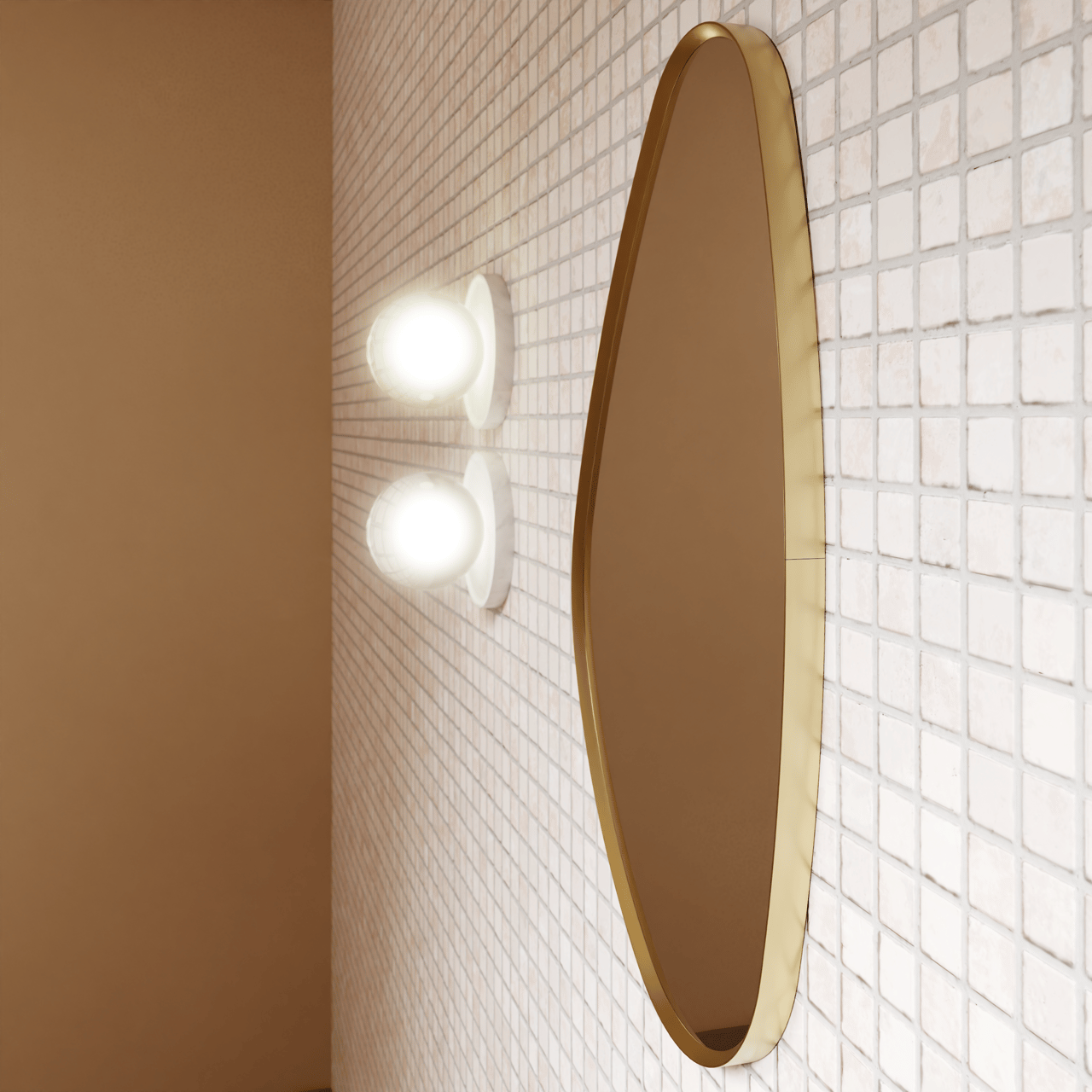 Balmani Auro Gäste-WC Spiegel: organisch, Brushed Champagne Gold, 35 x 60 cm