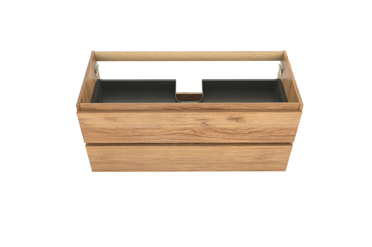 Balmani Lucida zwevende wastafelonderkast 120 x 55 cm teak 2 lades