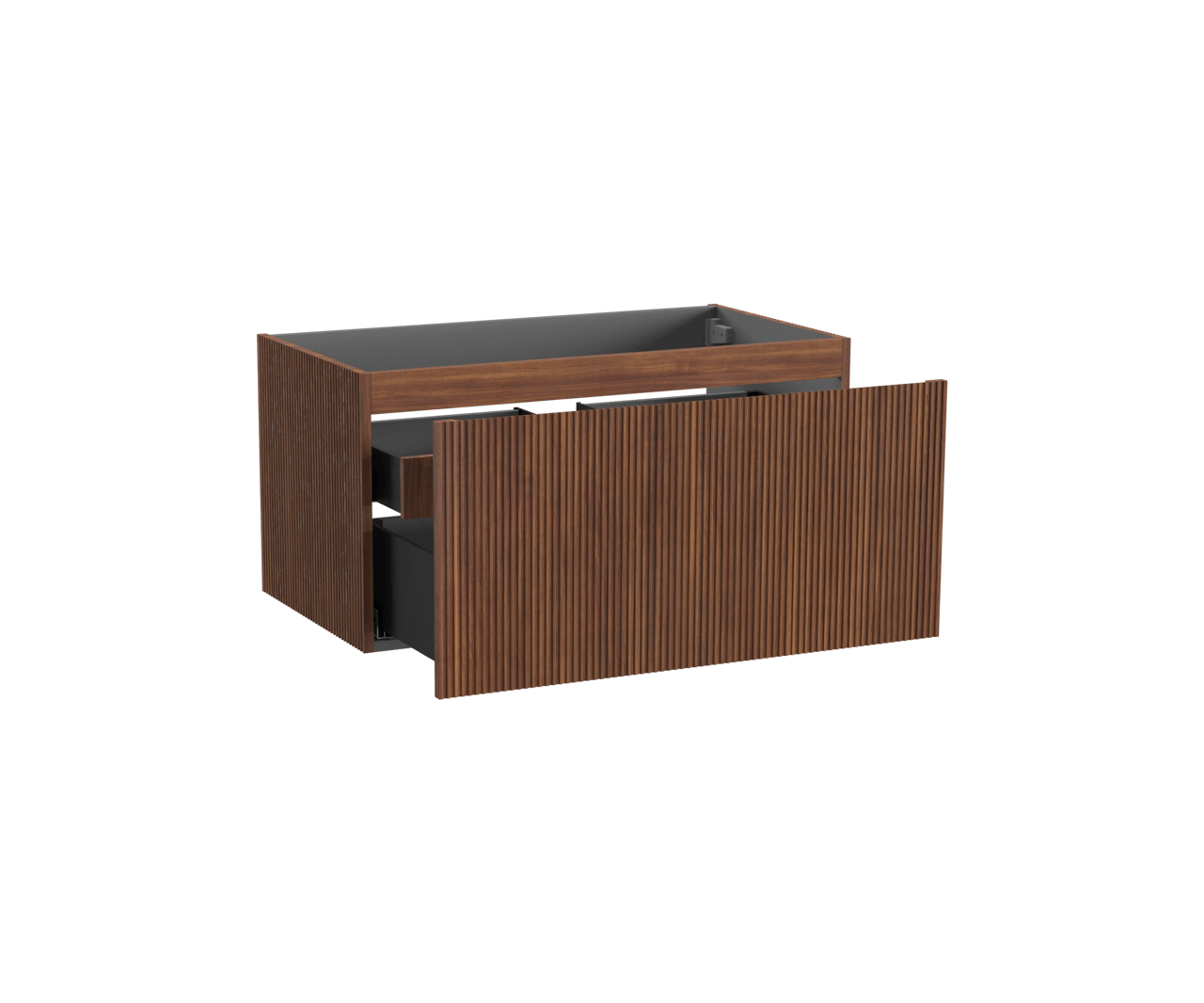Storke Ribs hängender Waschbeckenunterschrank: 95 x 52 cm, Nussbaum, 2 Schubladen