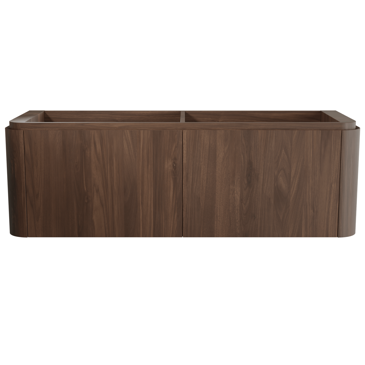 Balmani Moon hängender Waschbeckenunterschrank: 160 x 55 cm, Amerikanischer Nussbaum, 4 Schubladen