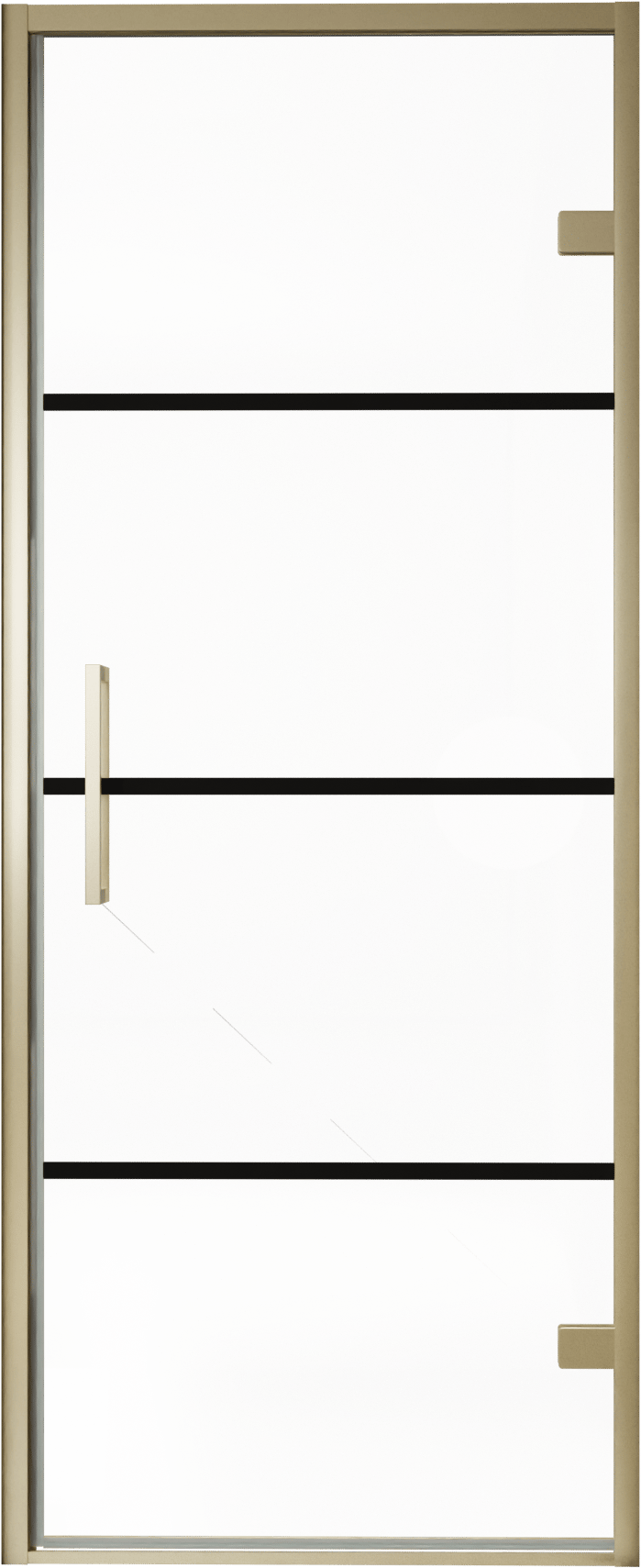 Balmani Senses Design porte pivotante à droite 90 cm x 210 cm verre Lined, Profil Brushed Champagne Gold, coating inclus