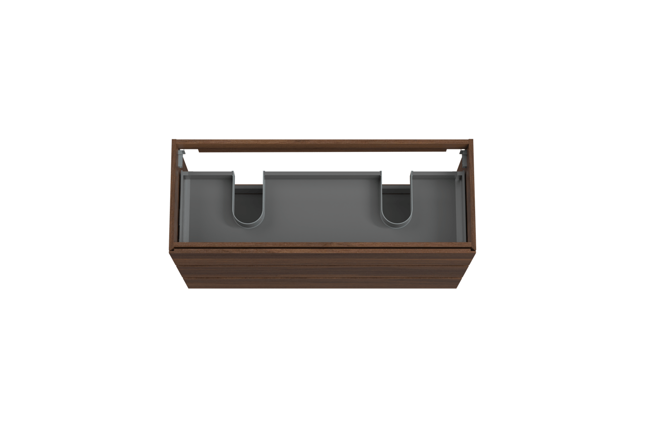 Storke Edge staande wastafelonderkast 120 x 46 cm notelaar 3 lades