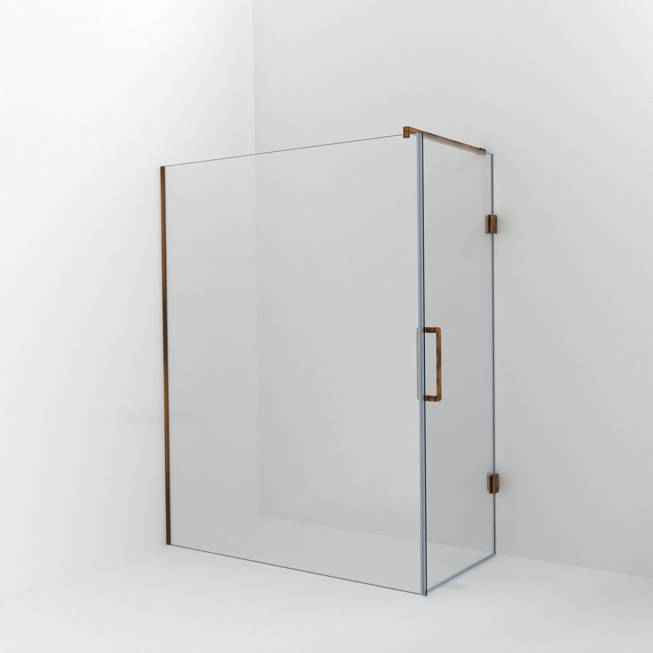 Balmani Modular inloopdouche met deur: 160 x 200 cm met deur 80 cm, Helder glas met coating, Brushed Rosegold profielen