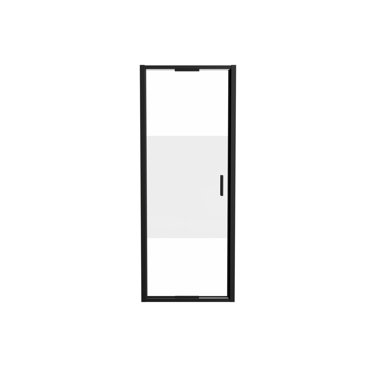 Luca Varess Vidor In Dusche Drehtür 80 cm x 190 cm Klarglas mit mattiertiem Streifen matt Schwarz profil