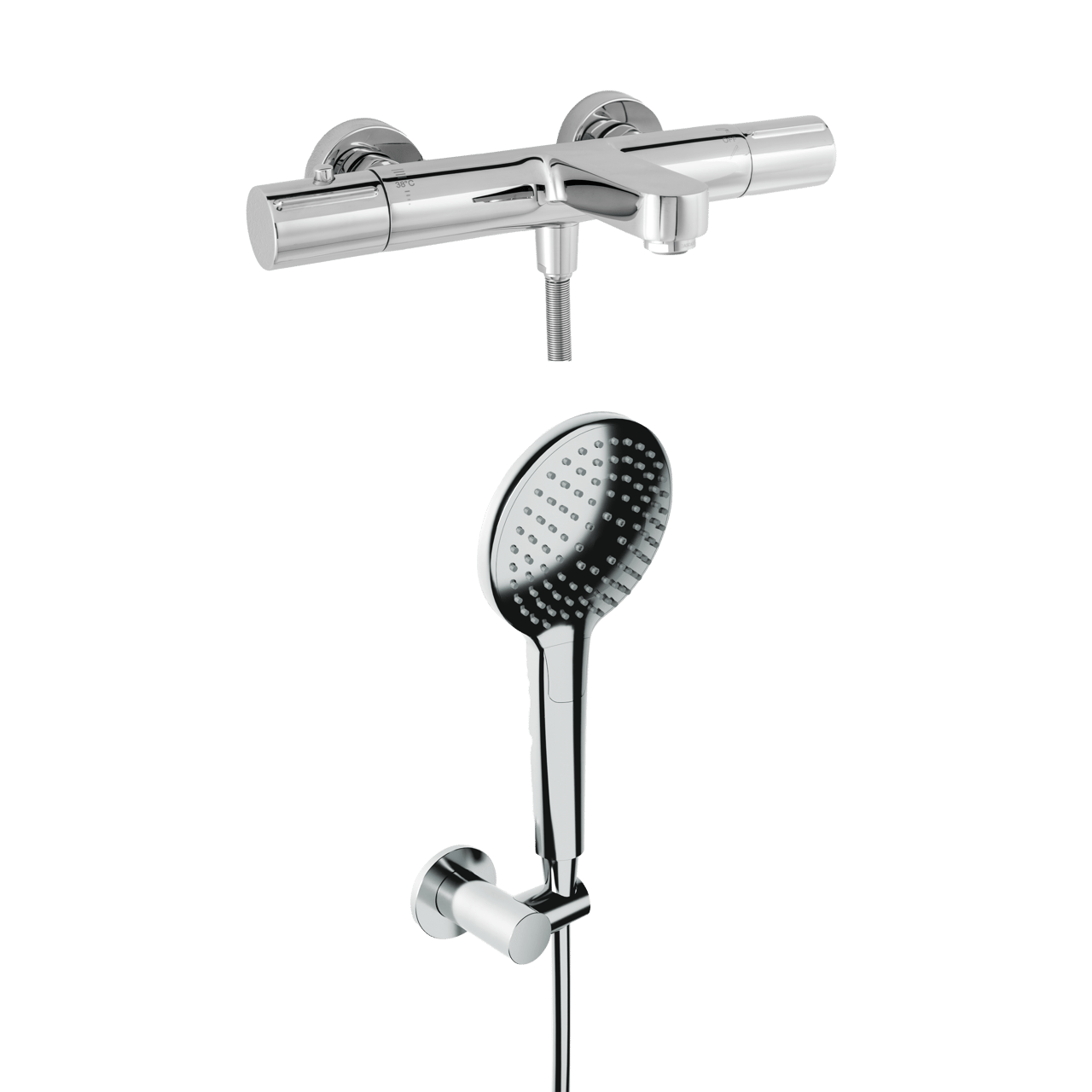 Blaufoss Orion Thermostat-Armatur Wandmontage Aufputz Badewannenarmatur chrom glänzend