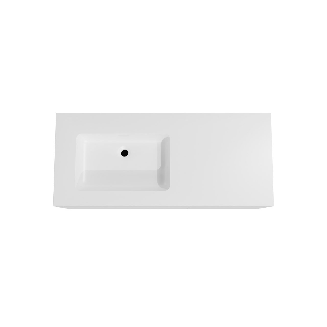 Storke Edge meuble salle de bains suspendu 120 x 52 cm blanc mat avec Mata High plan vasque asymétrique à gauche en solid surface blanc mat
