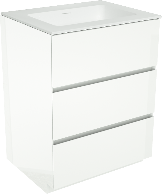 Storke Edge staand badkamermeubel 65 x 52 cm glanzend wit met Mata enkele wastafel in solid surface mat wit