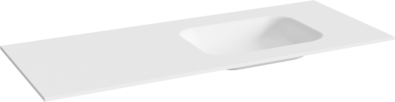 Balmani Tablo Arcato asymmetrisch rechtse wastafel matte Solid Surface 135 x 55 cm, afvoerplug inbegrepen