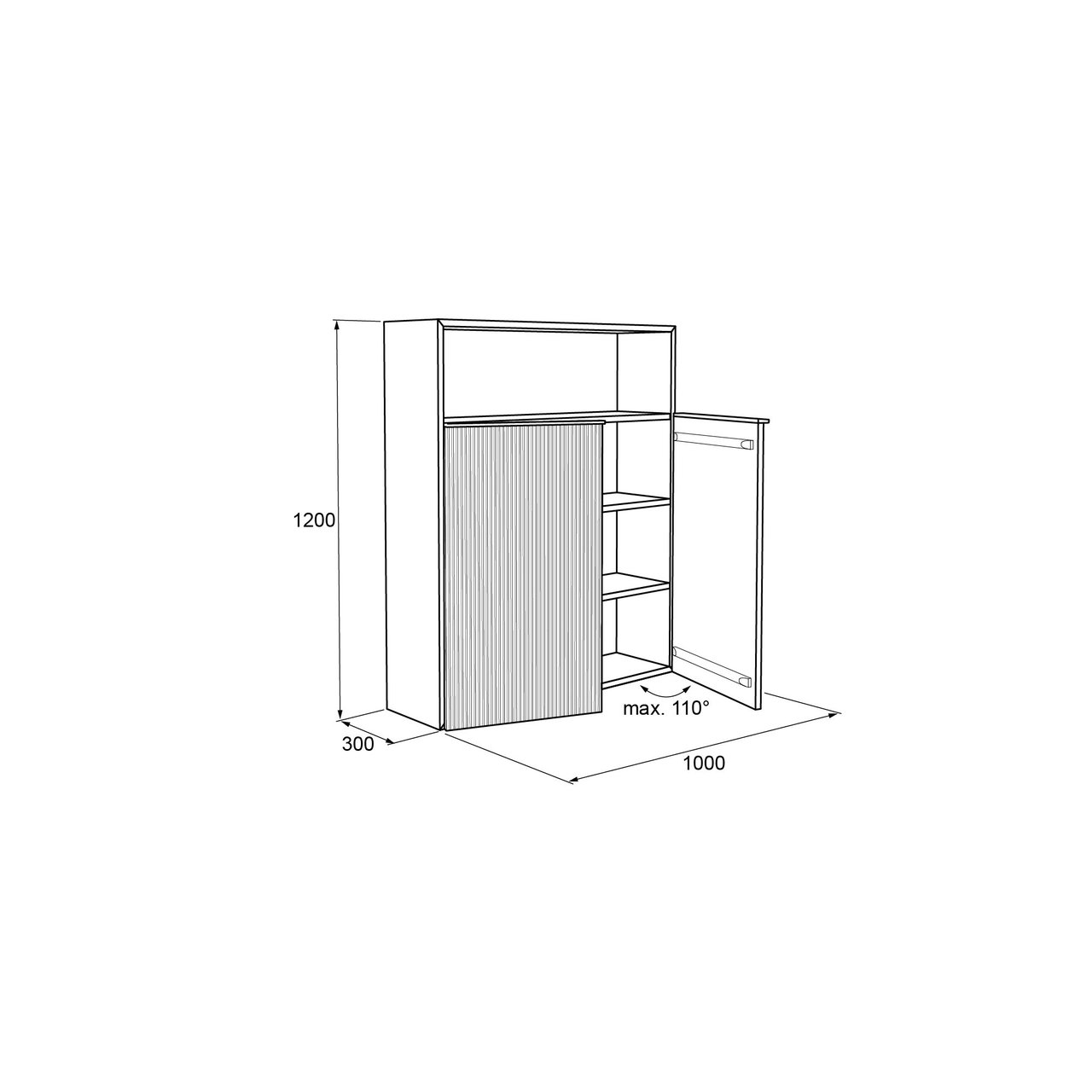 Balmani Forma zwevende badkamerkast Amerikaanse notelaar 100 x 30 x 120 cm vert. sym. groef