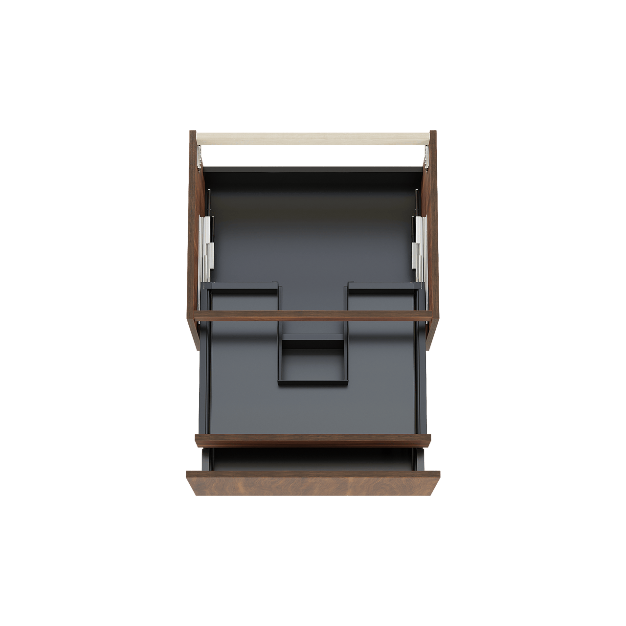 Balmani Sfera by Lucida hängender Waschbeckenunterschrank: 67,5 x 55 cm, Amerikanischer Nussbaum, 2 Schubladen