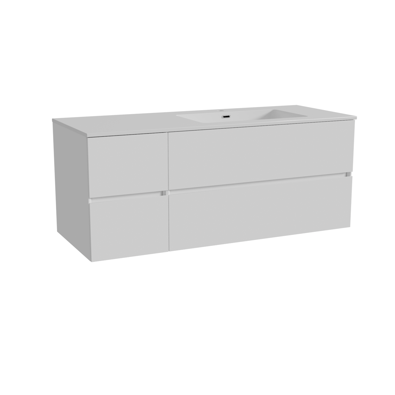 Storke Edge zwevend badkamermeubel 130 x 52 cm glanzend wit met Diva asymmetrisch rechtse wastafel in composietmarmer glanzend wit