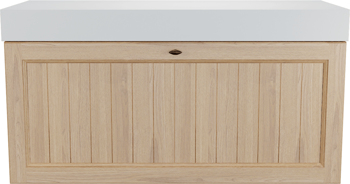 Balmani Lemon zwevend badkamermeubel 120 x 55 cm, fineer natuur eik met Dominus enkel of dubbel tablet in mat wit