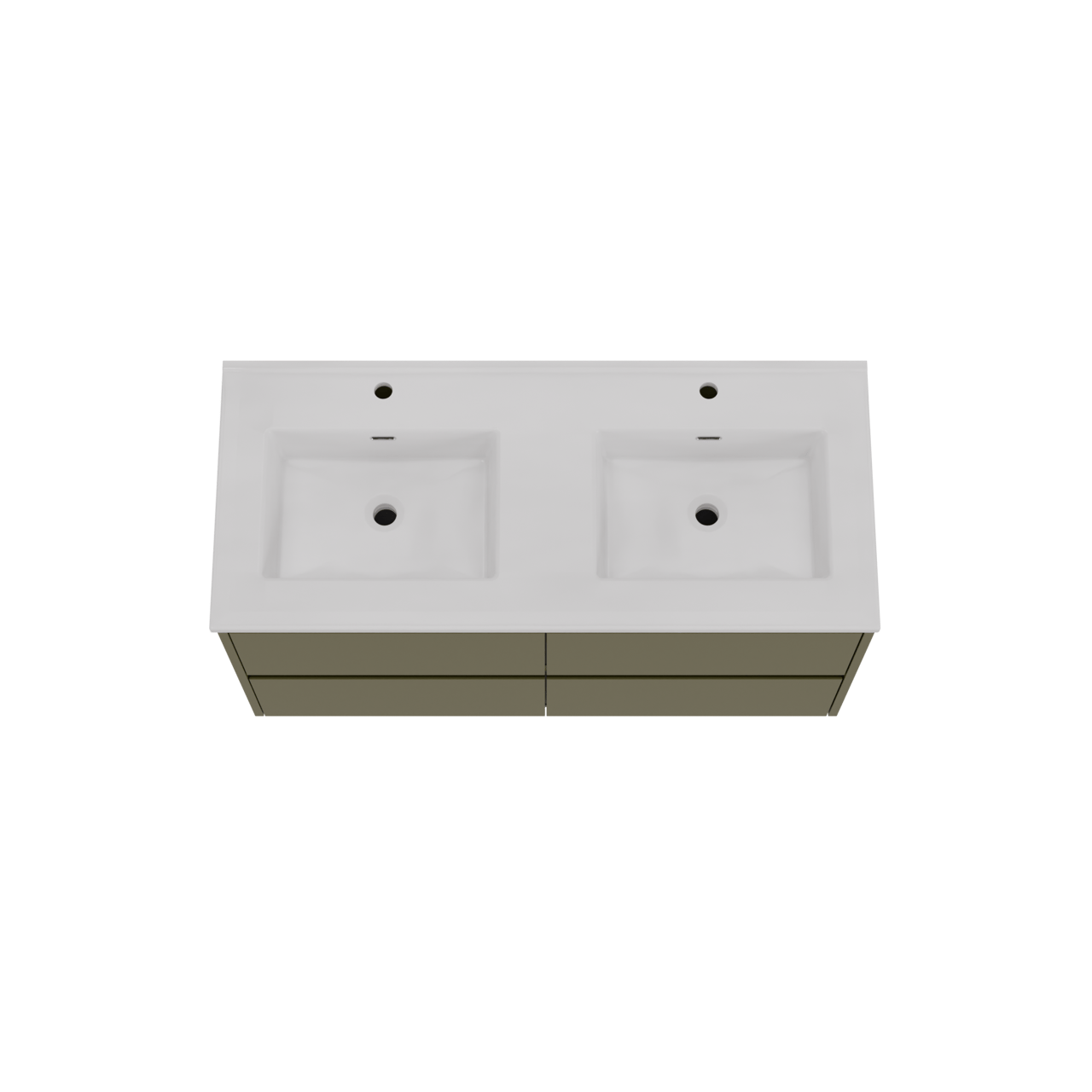 Storke Seda hängendes Möbelstück Set: 120 x 52 cm, Olivgrün, mit Kera Doppelwaschtisch, Keramik Weiß matt