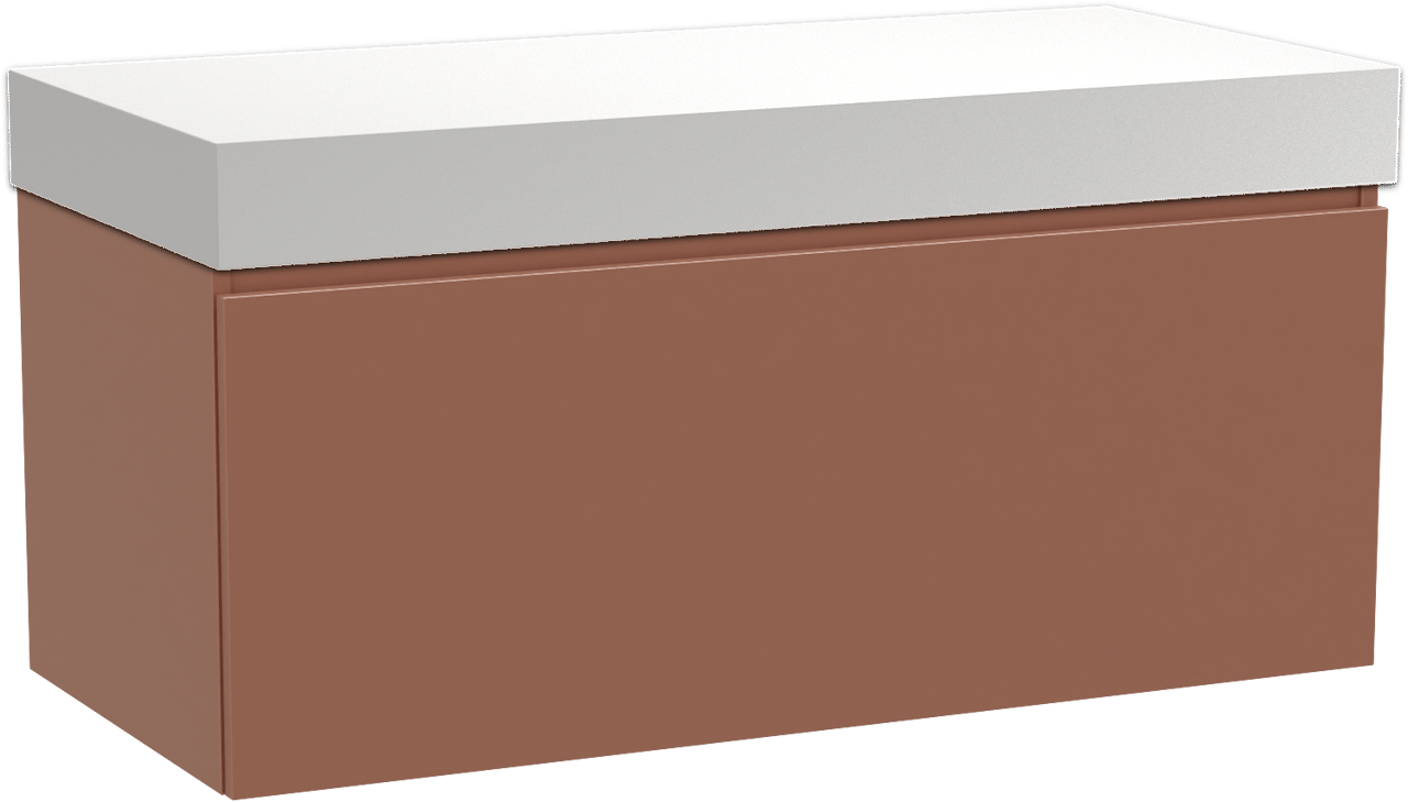 Balmani Sfera by Lucida zwevend badmeubel 120 x 55 cm cotto met Dominus enkel of dubbel wastafelblad in solid surface mat wit