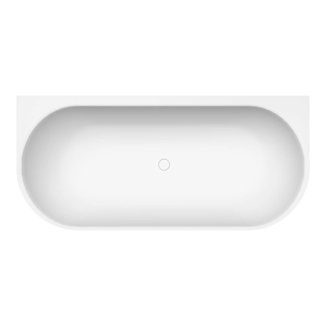 Balmani Forte halb freistehende Badewanne: 170 x 78 cm, Solid Surface, Weiß matt
