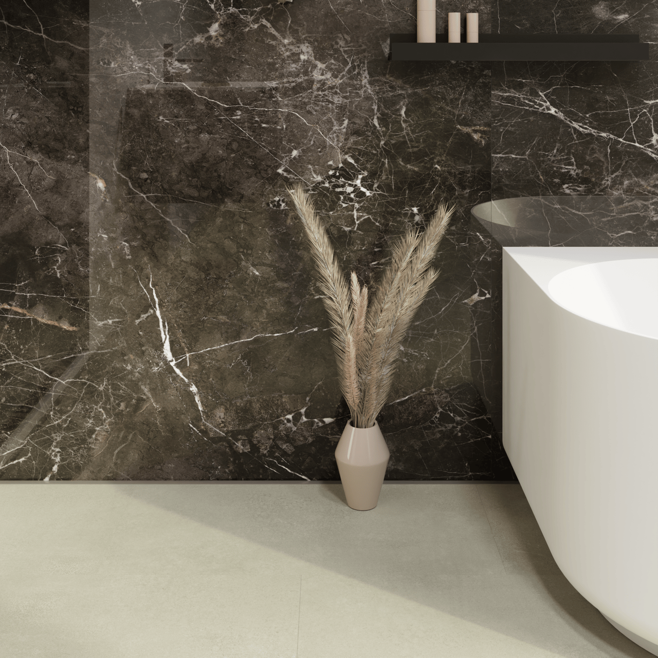 Florris Milano SPC Wandpaneele, 2 Stück, 120x260cm, Marble Black Gloss
