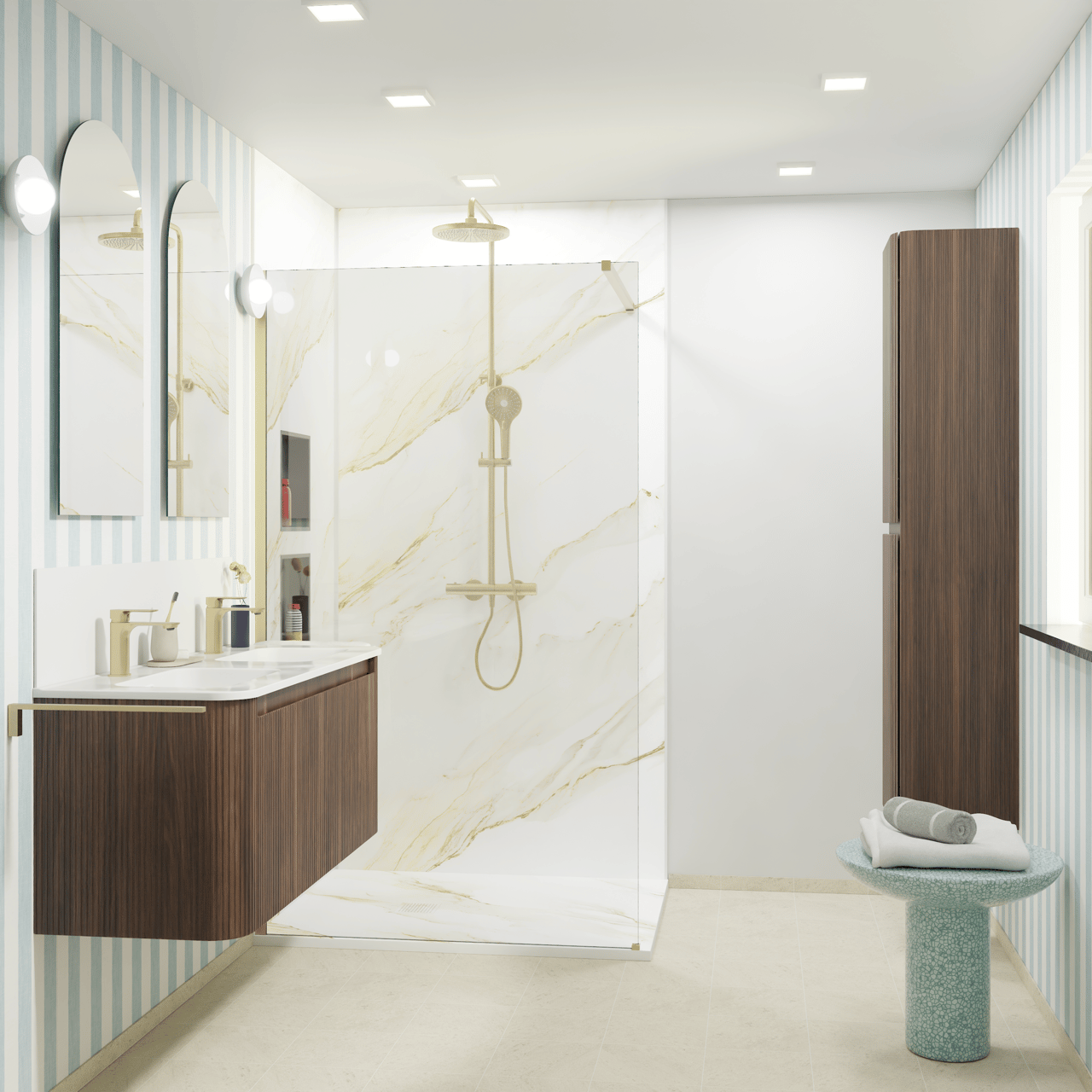 Luca Varess Suite Duschwanne 120 x 90 cm Marmorkomposit Marble Gold 