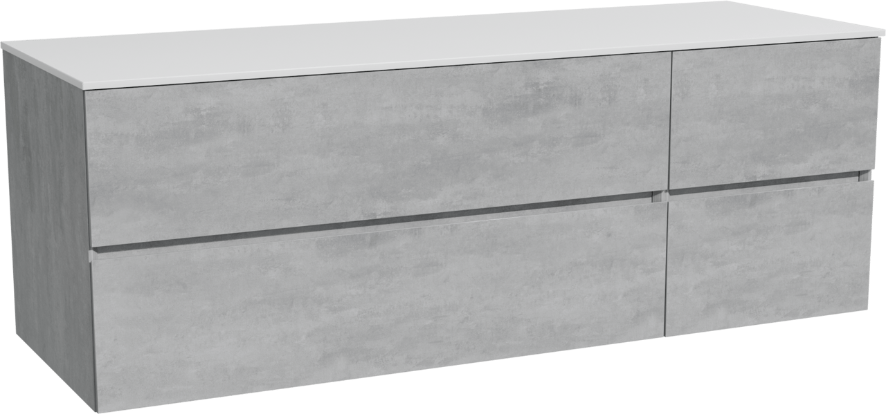 Storke Edge zwevend badmeubel 150 x 52 cm beton donkergrijs met Tavola enkel of dubbel wastafelblad in solid surface mat wit