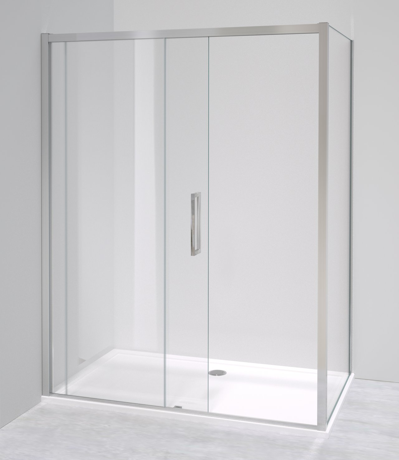 Luca Varess Senses douchehoek met schuifdeur en vaste zijwand 90 x 160 cm helder glas glanzend chroom profiel