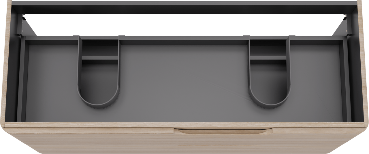Linie Curvo zwevende wastafelonderkast 120 x 46 cm lichte eik 2 lades