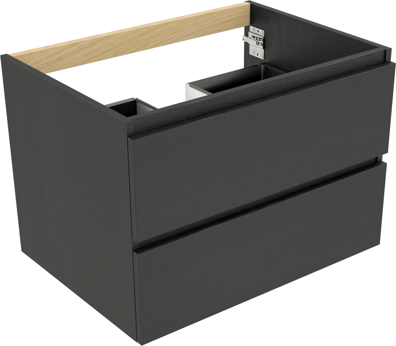 Balmani Lucida hängender Waschbeckenunterschrank: 75 x 55 cm, Eiche Schwarz, 2 Schubladen