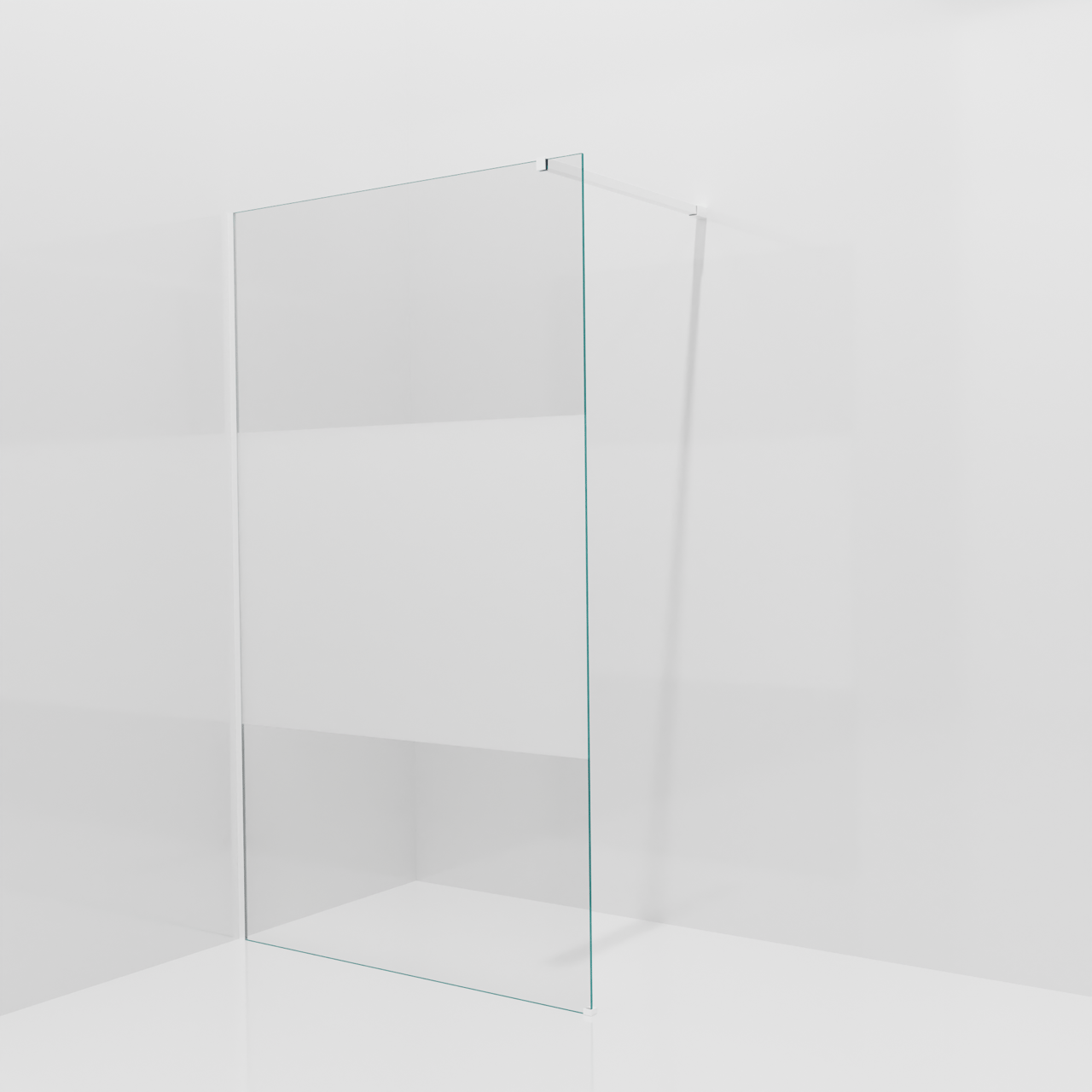 Balmani Modular inloopdouche: 120 x 200 cm, Helder glas met matte strook, Mat witte profielen