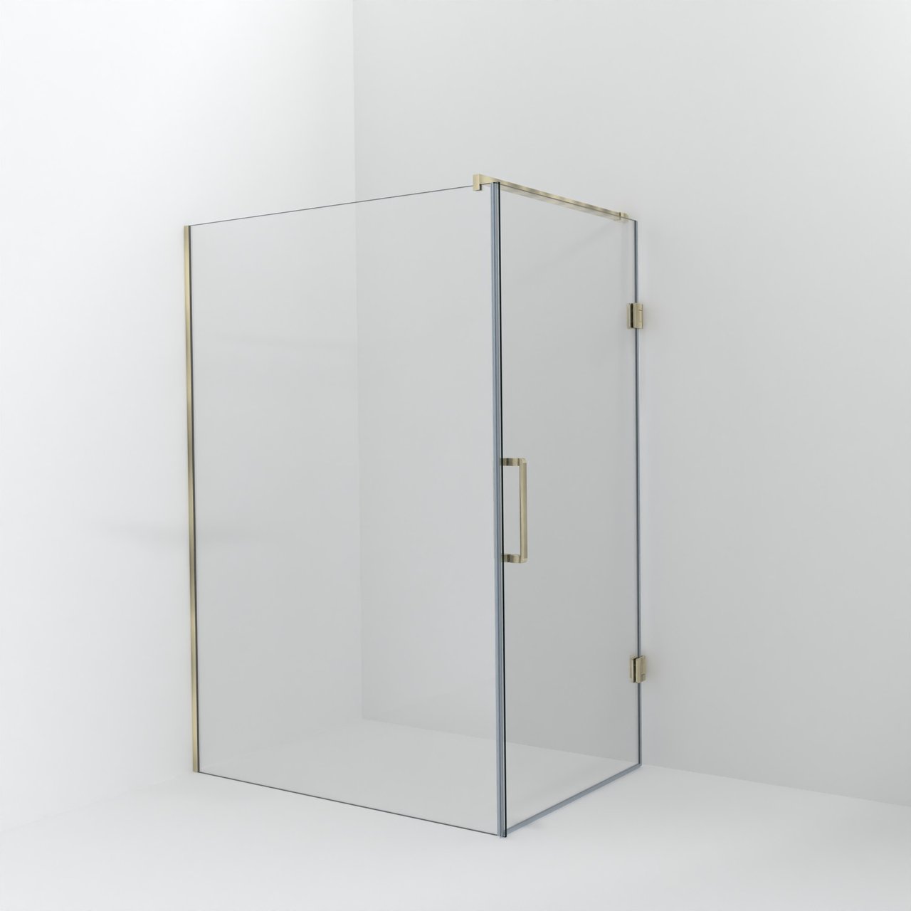 Balmani Modular Walk-In Dusche mit Tür: 140 x 200 cm mit Tür 100 cm, Klarglas, Profil Brushed Champagne Gold