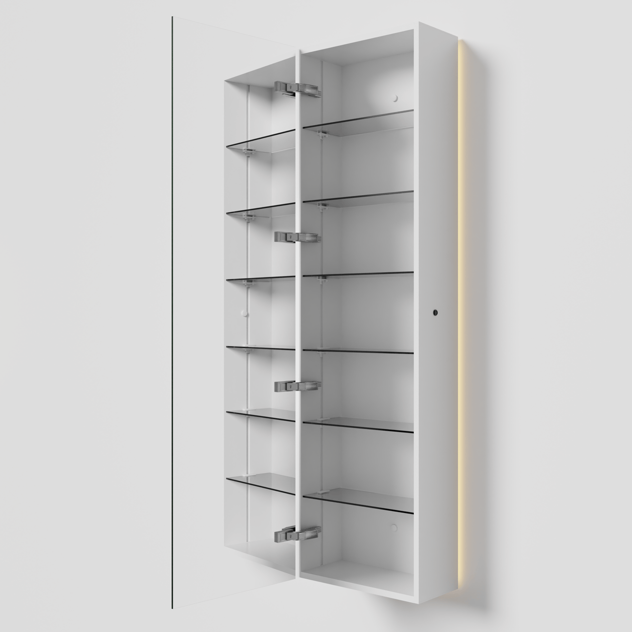 Balmani Mara zwevende badkamerkast met spiegel 45 x 160 cm mat wit met spiegelverlichting
