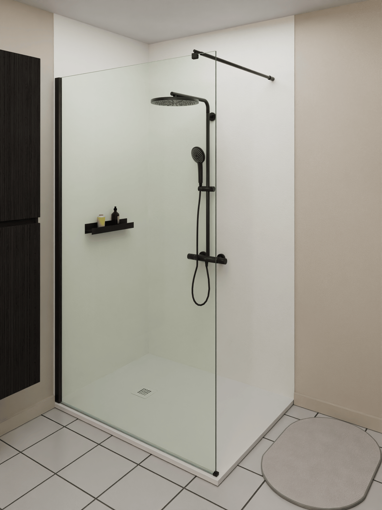 Luca Varess Zelda douchewandbekleding 160 x 240 cm composiet mat wit rockstructuur
