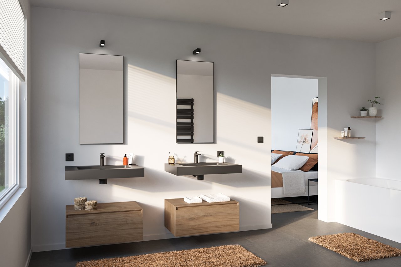 Storke Edge Modulo hängender Waschbeckenunterschrank: 75 x 48 cm, Eiche rustikal, 1 Schublade