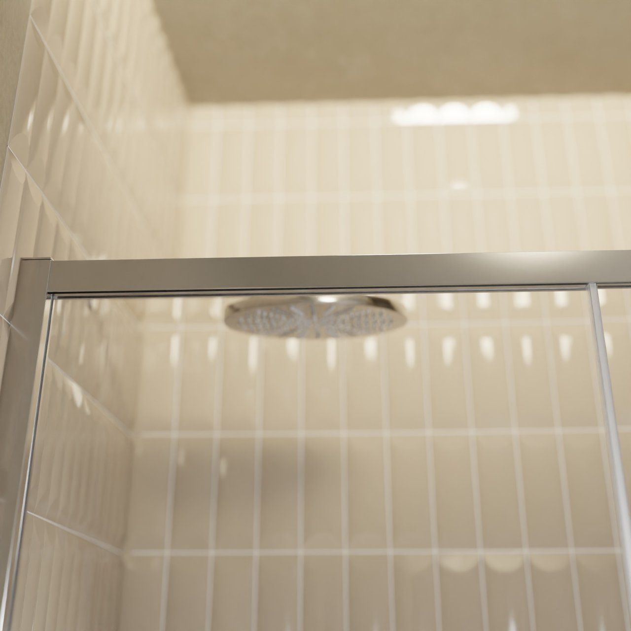 Balmani Senses Design Dusche Schiebetür, umkehrbar, 120 cm x 210 cm, Klarglas, Profil Chrom, inklusive Coating